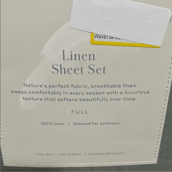 Casaluna Full 100% Linen Sheet Set - Sage Green - Picture 2 of 8